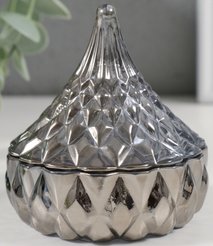 Шкатулка стекло Луковка серая дымка 8х8х8см