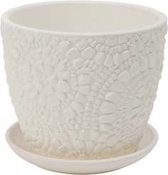 Горшок бетонный Камешки d15см h13см v1,3л, бутон, белый