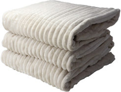 Плед велсофт Полоски  200х220см 100% полиэстер, крем