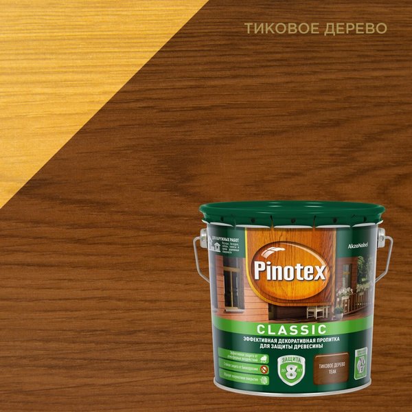 Покрытие защитное декоративное Pinotex Classic тик 2,7л