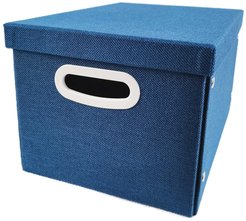 Коробка складная Storidea 25x35x20см с крышкой, картон, ткань, синий