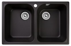 Мойка для кухни врезная Granfest Quarz GF-Z15 74х48см глубина чаши 18см, кварц, черный