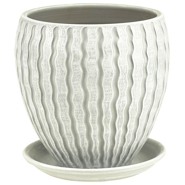 Горшок керамический Мане конус бело-серый d18см