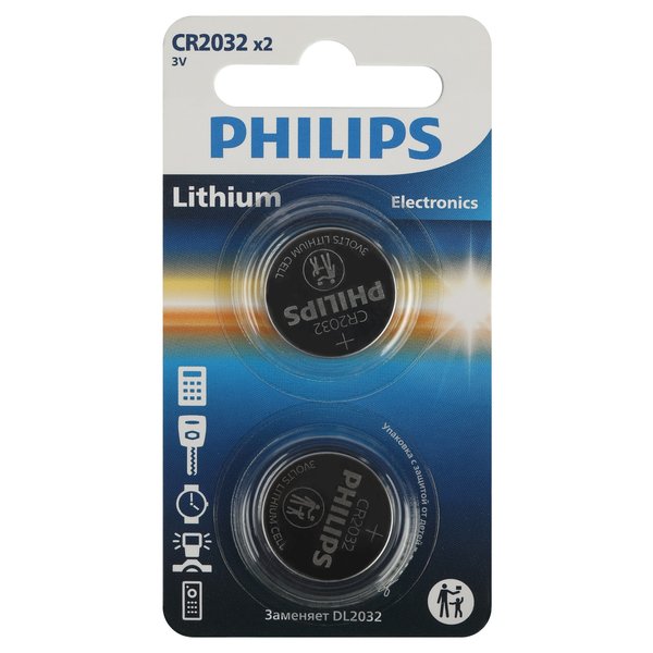 Батарейка литиевая Philips CR2032-2BL 2шт