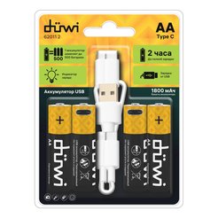 Аккумулятор АА duwi USB-С 4шт 62011 2