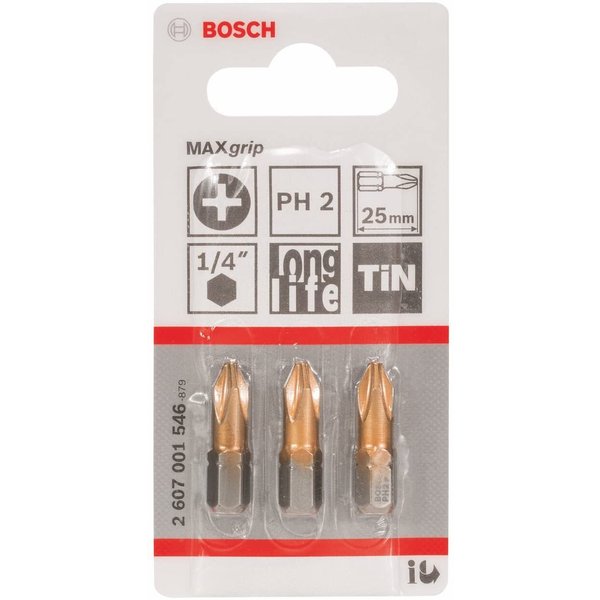 Биты Bosch PH2 TIN,25мм 3шт