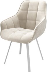Стул кухонный Mamadoma Romeo b03 46х43х87см велюр/металл, бежевый/белый, поворотный