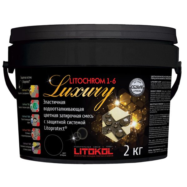 Затирка цементная LITOCHROM 1-6 LUXURY C.40 антрацит (2кг)