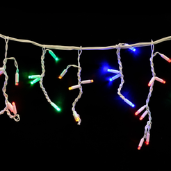 Электрогирлянда внешняя Бахрома 2х0,6м 100LED, мультиколор, с контролером, с коннектором, белый кабель