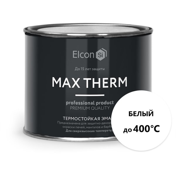 Эмаль термостойкая Elcon 400 градусов цвет белый (0,4кг)