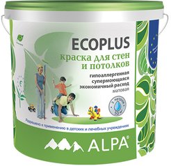 Краска моющаяся экологичная ALPA ECOPLUS матовая белая (5л/8кг)