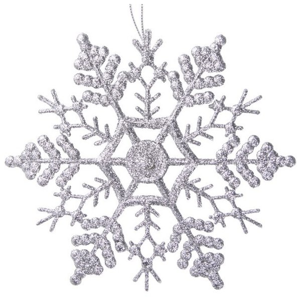 Украшение подвесное елочное Снежинка-паутинка серебряная 16,5x16,5x0,2см полипропилен 77913