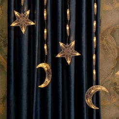 Электрогирлянда Луна и Звезды занавес внутренняя 1,5х1,2м 150LED,теплый белый B9-150WW