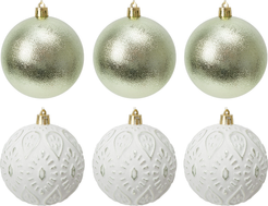 Набор шаров 6шт 8см, светло-оливковый, ручная роспись, SYQB-0125084