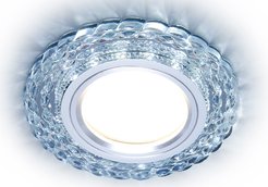 Светильник встраиваемый точечный с LED подсветкой S287 CL прозрачный GU5.3+3W(LED WHITE) D90х25мм