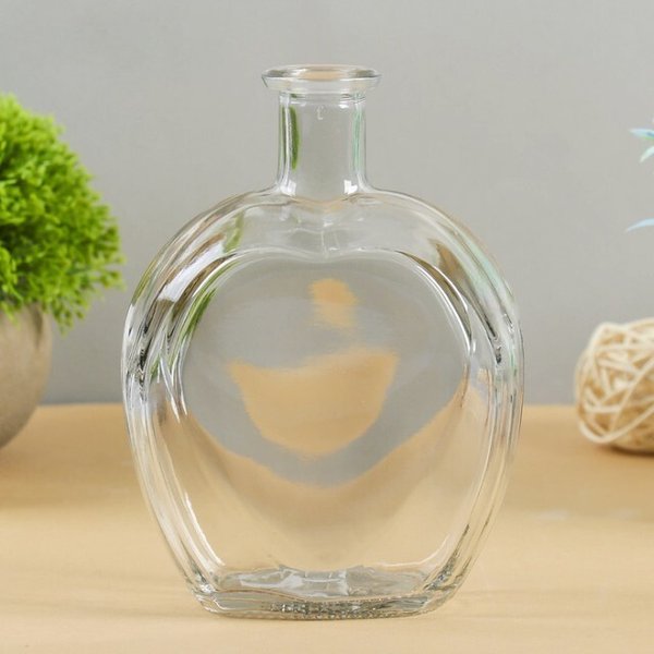 Ваза-бутылка стеклянная,коллекция Сердце,высота 16см,прозрачная,1586435