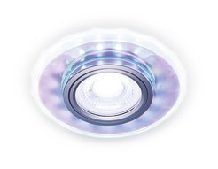 Светильник встраиваемый со светодиодной лентой Ambrella light хром/перламутровый MR16+3W 95х25мм