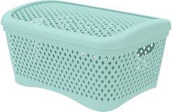 Корзина д/хранения Альт-Пласт Ромбики L 17х25х34см с крышкой, мята ПП