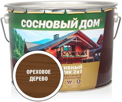 Антисептик декоративный для древесины СОСНОВЫЙ ДОМ ореховое дерево (9л)