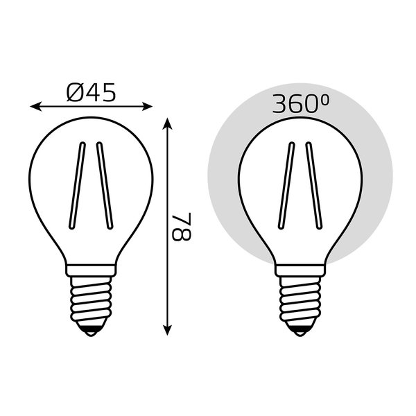 Лампа светодиодная Gauss Filament 9Вт Е14 шар 2700К свет теплый