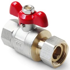 Кран латунный полнопроходной с накидной гайкой Pro Aqua 1/2" ручка-бабочка