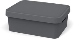 Контейнер для хранения Ambient Folk 17л 21,3х27х36см с крышкой, графит ПП