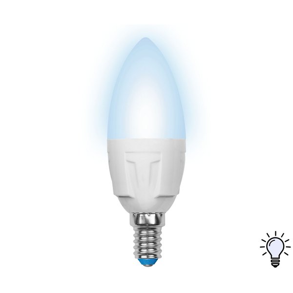 Лампа светодиодная Uniel Яркая 7Вт Е14 свеча 4000К свет нейтральный белый