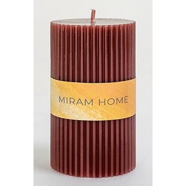 Свеча формовая Miram Home Ribbed 6х15см коричневый