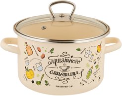 Кастрюля Appetite Приятного аппетита 3л эмаль, крышка стекло, индукция