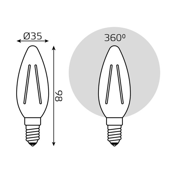 Лампа светодиодная Gauss Filament 11Вт Е14 свеча 2700К свет теплый