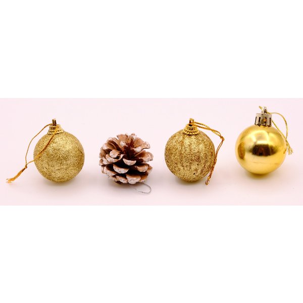 Набор золотых новогодних украшений 4см Новогодний домик 12шт НУ-4412