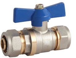 Кран латунный шаровый 16х16мм, ручка бабочка