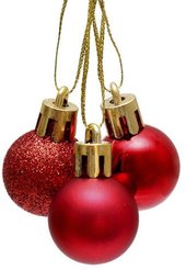 Набор шаров 3шт красный матовый глянцевый глиттерный 2,5х2,5х2,5см арт.90629