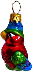 Украшение елочное Попугай стекло 6см