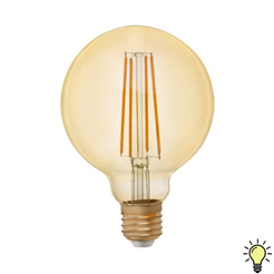 Лампочка светодиодная ЭРА F-LED G95-7W-824-E27 gold E27 / Е27 7Вт филамент шар золотистый теплый белый свет