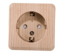 Розетка накладная Schneider Electric Этюд PA16-004d с заземлением цвет сосна