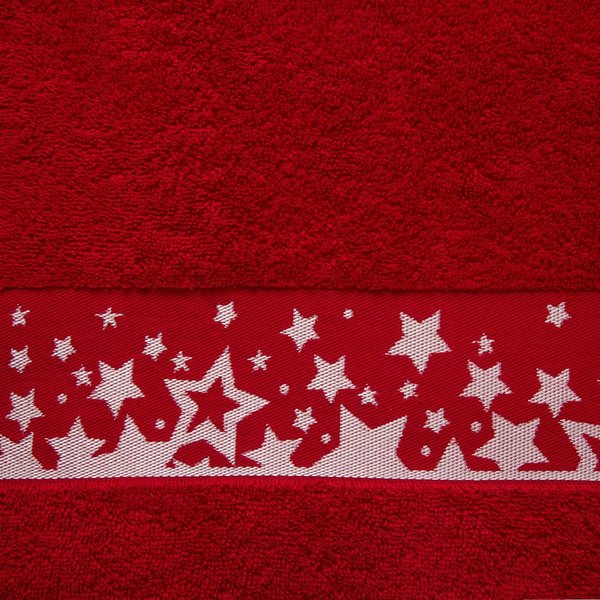 Полотенце махровое Звезды 30х60см красный 