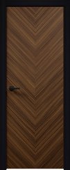 Дверь ДГ Мерано AL черная кромка под скрытые петли, замок черный магнитный ПВХ ель шоколад 700х2300мм