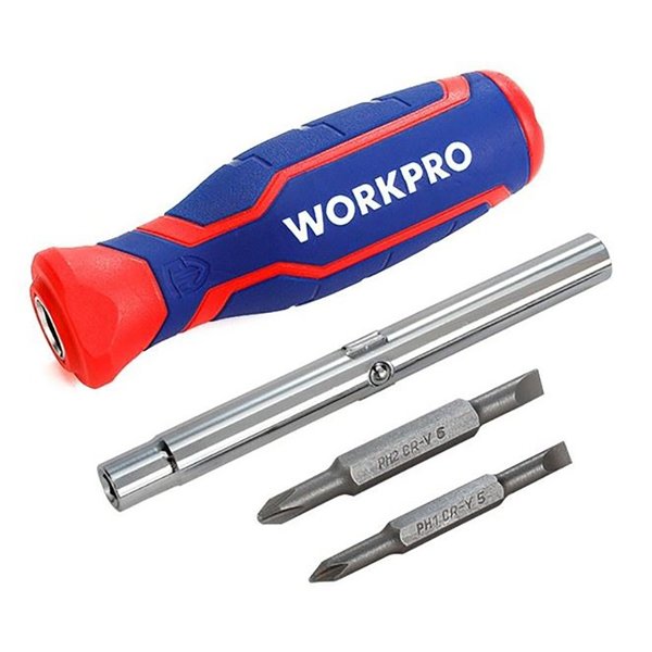 Отвертка комбинированная Workpro PH1/SL5, PH2/SL6х78мм двухкомпонентная ручка