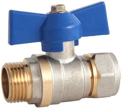 Кран латунный шаровый 1/2"х16мм наружная резьба, ручка бабочка
