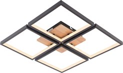 Люстра Secolo 4510-4 LED 136Вт черный+натуральный древесный 48,5х48,5х7см, пульт ИК