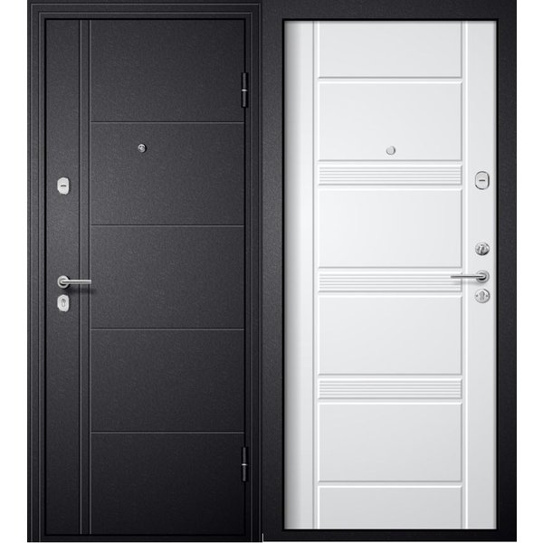 Дверь входная M-1 черный шелк ПВХ белый 960 правая