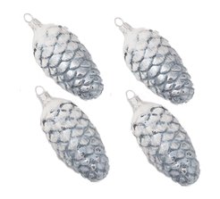 Украшение подвесное Magic Time Шишки серебристые 4шт 5,5x8,5x5,5см арт.90871