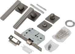 Комплект ручек (ручка, защелка, фиксатор) Qually A2158AE20 Lock матовый графит