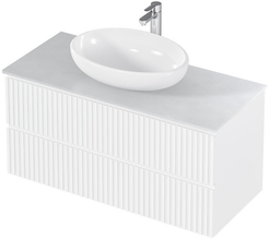 Тумба подвесная MIX 100см белая/relief white со столешницей из керамогранита