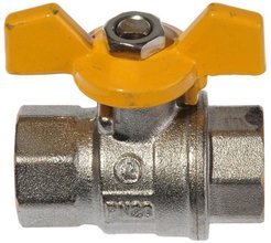 Кран латунный шаровый для газа 1/2" внутренняя-внутренняя резьба, ручка бабочка