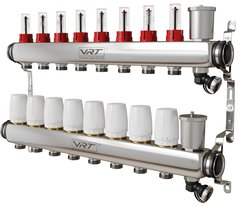 Группа коллекторная с расходомерами VRT 1"x3/4" 8 вых.нерж.сталь