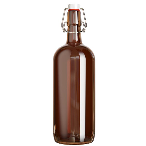 Бутылка бугельная с пробкой,коричневое стекло 1л