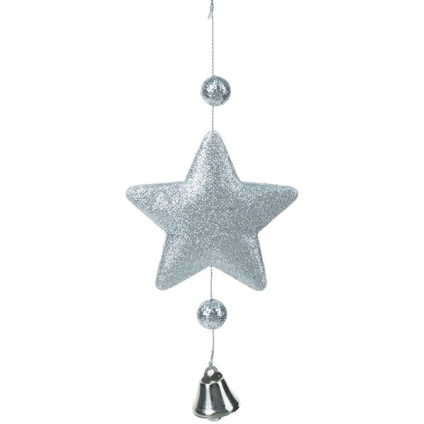 Украшение подвесное Серебряная звезда с подвесом 18,5x9x2,5см 89481