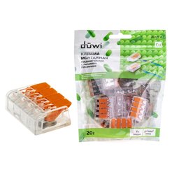 Клемма рычажковая duwi СМК 223-414 0.5-4мм² прозрачная 20шт